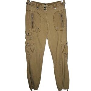 Da-Nang Vintage Surplus Indo Chine Tan Cargo Utility Drapey Silk Blend Pants